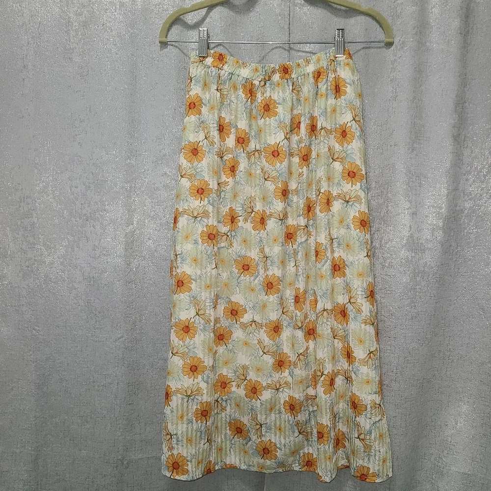 Hayden A-Line Midi Floral Skirt Casual‎ Resort Wear Sz M Lined